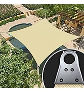 Amgo 8' x 12' Beige Rectangle Super Ring Sun Shade Sail UPF50+ AGSRR Canopy Awning Shades for Pat...