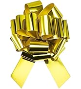 Giant Large Gold Pull Bow 16" Wide, Pack of 1 Metallic Car Bow for Packaging Gift Decorations, Ch...