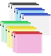 Smarpau 12pcs Mesh Zipper Pouch, 9.5" x 7.1" Plastic Zipper Pouches for Organizing, 6 Colors Wate...