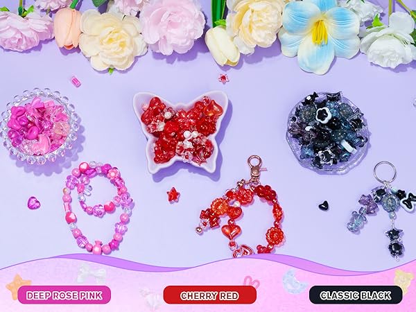 Deep Rose Pink, Cherry Red, Classic Black