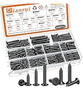 Dianrui 288 PCS Black Wood Screws Assortment Kit, Assorted Sheet Metal Screws #4/#6/#8/#10, ?Phil...