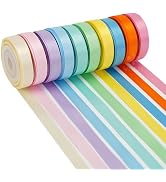MEEDEE Pastel Rainbow Ribbon Assortment Satin Rainbow Colored Ribbon 3/8" X 50 Yards for Crafts, ...