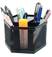 SETTFRFE Hexagon Pen Organizer for Desk,6 Compartments Mesh Pen Pencil Holder,Desktop Pen Caddy O...