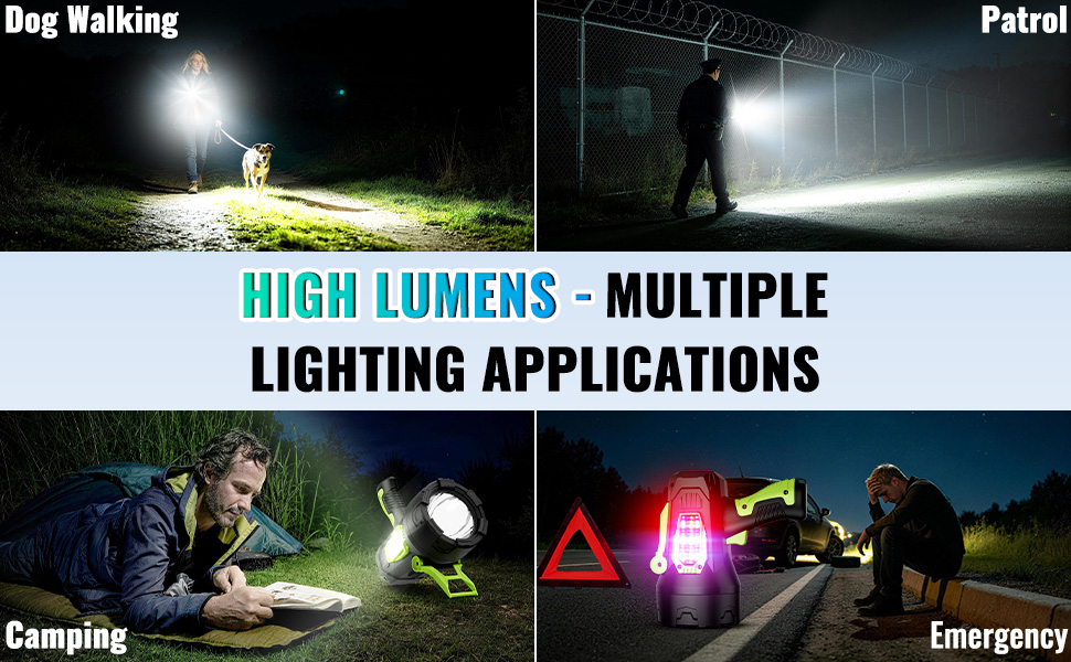 Rechargeable Spotlight Super Bright Handheld LED Flashlight High Lumens Powered Large Searchlight