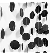 MIAHART 52 Feet Circle Garlands Black Circle Dots Paper Garland Circle Hanging Banner for Birthda...