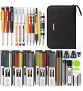 STAGEEK 34PCS Carpenter Pencils with Sharpener, Mechanical Pencil Set with Deep Hole Long-Nib Mar...