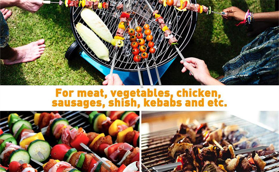 Kabob Skewers Reusable Stainless Steel Barbecue Sticks