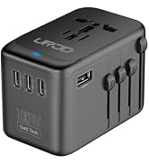 URJD Universal Travel Adapter 100W GaN Fast Charger in One, 5 USB Ports & 2500W AC Outlet, Intern...
