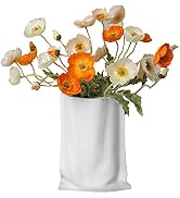 auons Crinkle Paper Bag Vase Ceramic Vase Modern Handmade, Creative Flower Arrangement Ornaments,...