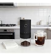 Portable Electric Burr Coffee Grinder, 1500mAh USB Rechargeable with Ceramic Burr & 10 Filters, f...