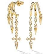MUMREUES Gold Earrings for Women Trendy 14K Gold Plated Dangle Earrings Small Hoop Huggie Drop St...
