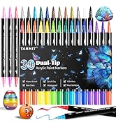 30 Colors Acrylic Paint Pens, Dual Tip Acrylic Paint Markers with Brush Tip and Fine Tip, Acrylic...