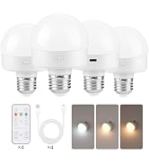 GOEBLESON Rechargeable Light Bulbs with Remote Control 4 Packs, Battery Operated Light Bulbs with...