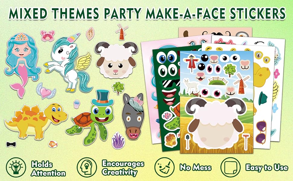 6 Themes Mixed Make A Face Stickers