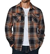 COOFANDY Men's Long Sleeve Flannel Shirts Fashion Plaid Jacket Casual Button Down Shirt with Pockets