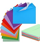 50 Pack Colored Envelopes, 5x7 Card Envelopes Self-Seal A7 Envelopes for Invitations, Printable E...
