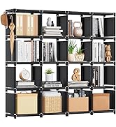 Mavivegue Bookshelf,16 Cube Storage Organizer,Book Shelf Organizer,Tall Bookcase Shelf,Black Cube...