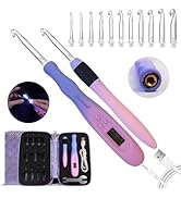 Yarniss Light Up Crochet Hooks with Upgrade Screw Knob Handle,11 Size Lighted Crochet Needle with...