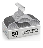 Heavy Duty Standard Plastic Hangers 50 Pack with Non-Slip Design,360°Swivel Hook Space Saving Org...