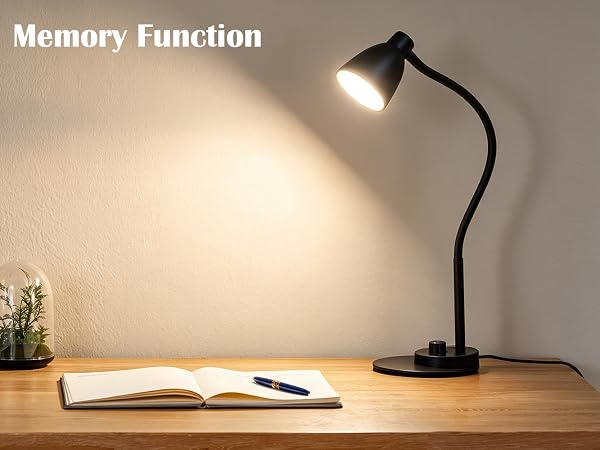 LED Desk Lamp with USB Charging Port Reading Light Task Lamp Black Table Lamp for Bedside Office