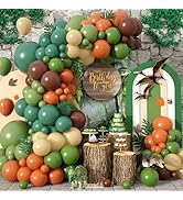 Paready Dinosaur Balloon Arch, 120 Pcs Dino Balloon Arch Garland Kit, Olive Sage Bean Green Beige...