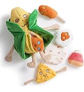 Nocciola Squeaky Crinkle Corn Dog Toys: Plush Stuffed Yellow Pet Chew Toys for Small Medium Breed...