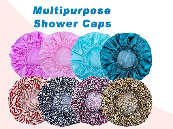 Shower Caps for Women 4 PCS Reusable Bath Caps - Printed Color