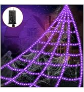 Halloween Decorations Outdoor Spider Web Lights - 16.4Ft Light Up Spider Web with 550 LEDs, Water...
