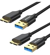 USB 3.0 to Micro B Cable 6 Feet 2-Pack, USB Type A to Micro B Cord Male to Male with Gold-Plated ...