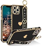 BENTOBEN iPhone 11 Pro Max Case with Adjustable Wristband Strap Cute Heart Luxury Plating Shockpr...