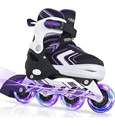 Nattork Inline Skates for Girls and Boys with Full Light up Wheels, Adjustable Beginner Roller Sk...