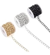 Pandahall 49.21Ft Aluminium Twisted Curb Chains 15x10x2mm 3 Colors Unwelded Decorative Chain Link...