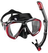 Snorkel Set Adult Snorkeling Gear Anti-Fog Panoramic Scuba Diving Mask and Dry Snorkel Tempered G...