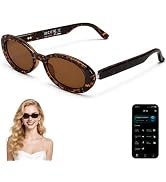 AI Smart Glasses, Fashion Bluetooth Glasses Cat Eye Frame Thin Temples | Tortoise Bluetooth Sungl...