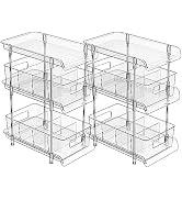 2Set 3 Tier Clear Bathroom Organizer with Dividers, Pull-Out Pantry Organization and Storage, Mul...