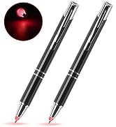 GS GLOWSEEN Lighted tip Penlight,LED Ballpoint Flashlight Writing Pens for Night Writer - 2 PK (R...