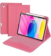 RAYMCRAFT for iPad (A16) 11th/10th Generation Case with Keyboard, 7 Color Backlit, Multi-Touch Tr...