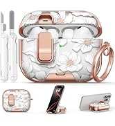 Polislime for AirPod Pro 3 Case 2025, with Safty Lock & Phone Stand for Floral AirPod Pro 3 Gener...