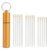 GarfxG 15 Pieces Self Threading Needles Easy Threading Needles Hand Sewing Needles with A Metal N...
