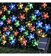 Joomer Outdoor Solar String Lights, Flower String Lights, 50LED Cherry Blossoms String Light 8 Mo...
