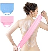 WOVTE 2 Pack Back Scrubber for Shower, Nylon Stretchable Exfoliating Washcloth Towel Back Washer ...
