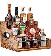 KLM Liquor Bottle Display Shelf, Coffee Syrup Rack Organizer, 3 Step Countertop Wine Rack, Mini B...