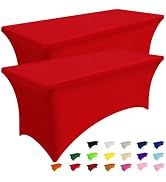 Smiry 2 Pack Spandex Table Cloth 6FT, Elastic Fitted Stretch Tablecloths for Rectangle Tables, Wa...