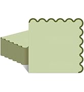 80 Pcs Sage Green Napkins with Olive Green Trim; 3-Ply Paper Napkins Disposable; 5 x 5 Inch Scall...