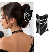 Halloween Hair Clips for Thick or Thin Hairs, 1PCS Cute Cartoon Bat Hair Barrette, Black Glitter ...