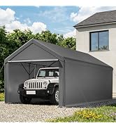 Carport, 10x20ft Heavy Duty Car Port, Portable Garage with Removable Sidewalls & Doors, Carports ...