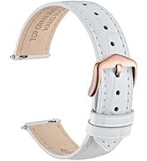 WOCCI Alligator Embossed Leather Watch Band for Women, Top Grain Leather, Stainless Steel Mirror ...