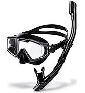 Snorkeling Gear for Adults, Snorkel Mask with Dry Snorkel Set, 180° Panoramic Anti-Fog and Anti-L...
