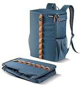 CleverMade Tahoe Backpack Cooler, 24 Cans / 24 Qt Capacity, Collapsible, Ocean/Cognac, Insulated ...