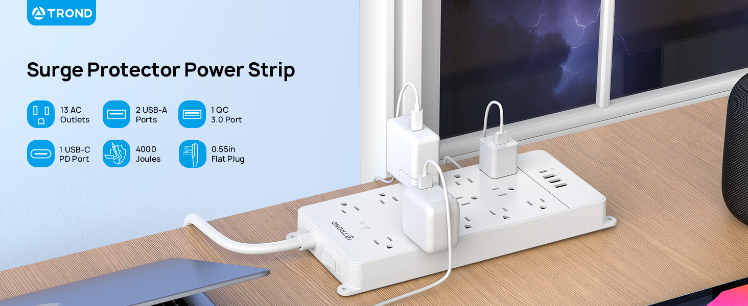 TROND 13 AC Outlets Power Strip